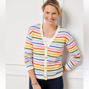 Talbots Colorful Striped Cardigan Sweater Women Size Lp